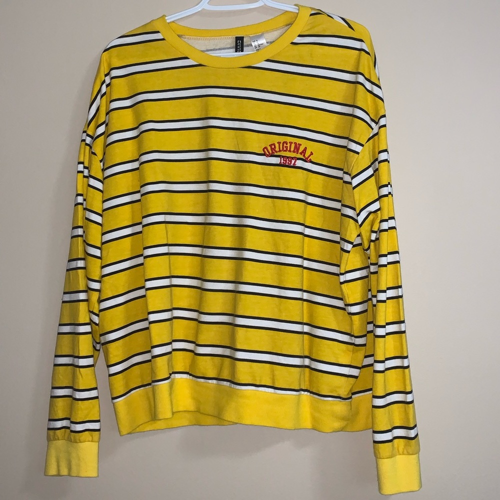 black and white striped yellow shirt